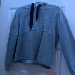 Super soft light gray hoodie, half velvet w/ chunky black lace